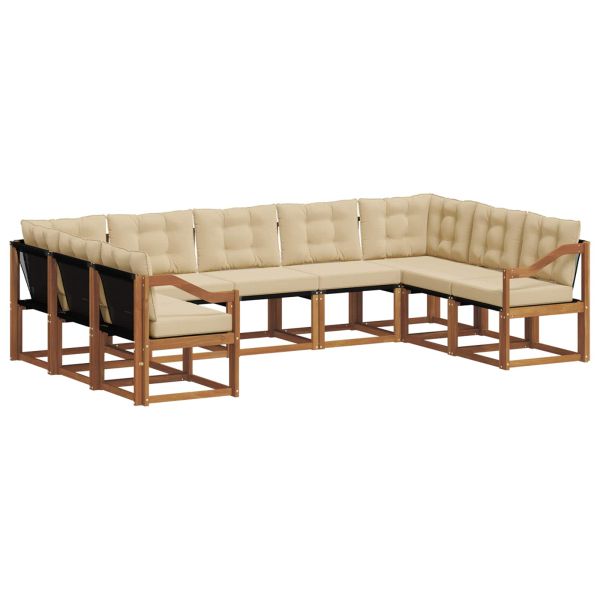 Комплект дивани за открито 9 pcs Натурален и Бежов