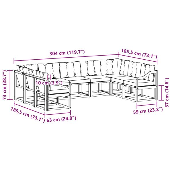 Комплект дивани за открито 9 pcs Натурален и Бежов