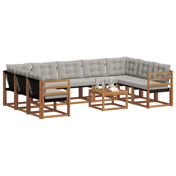 Комплект дивани за открито 10 pcs Естествено и светло сиво