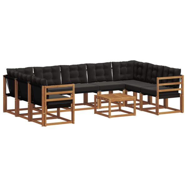 Комплект дивани за открито 10 pcs Естествено и черно