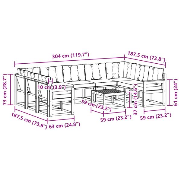 Комплект дивани за открито 30 pcs Натурален и Бежов