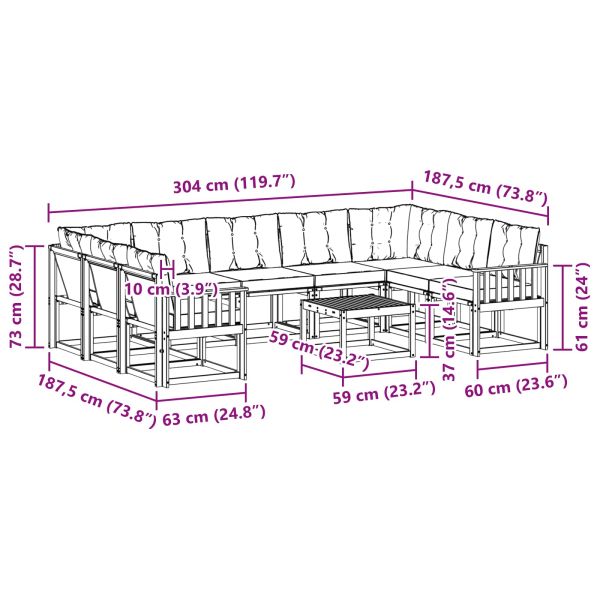 Комплект дивани за открито 30 pcs Естествено и светло сиво