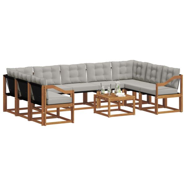 Комплект дивани за открито 10 pcs Естествено и светло сиво