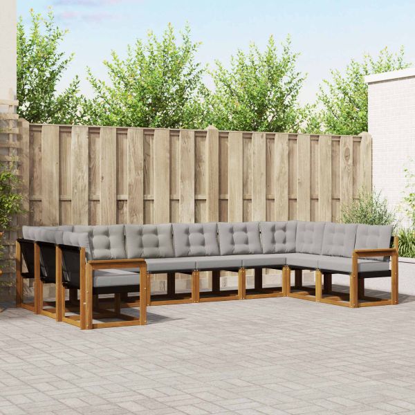 Комплект дивани за открито 10 pcs Естествено и светло сиво