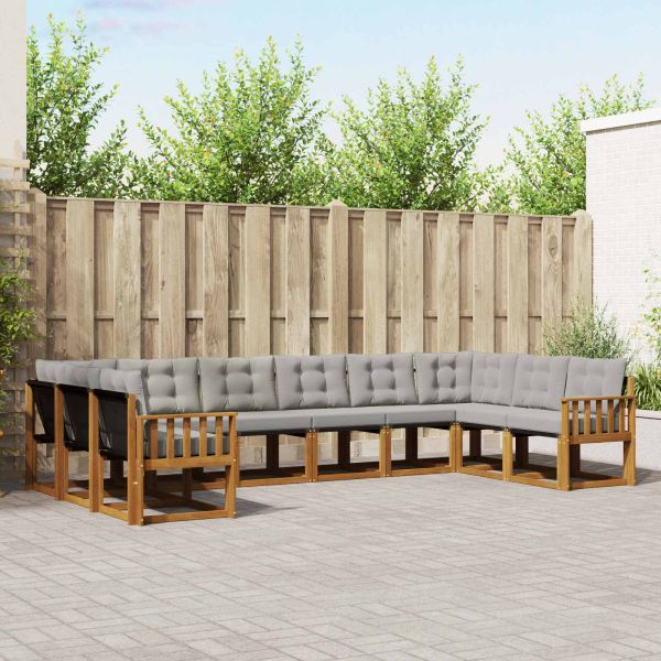 Комплект дивани за открито 10 pcs Естествено и светло сиво