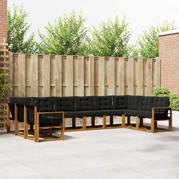 Комплект дивани за открито 10 pcs Естествено и черно