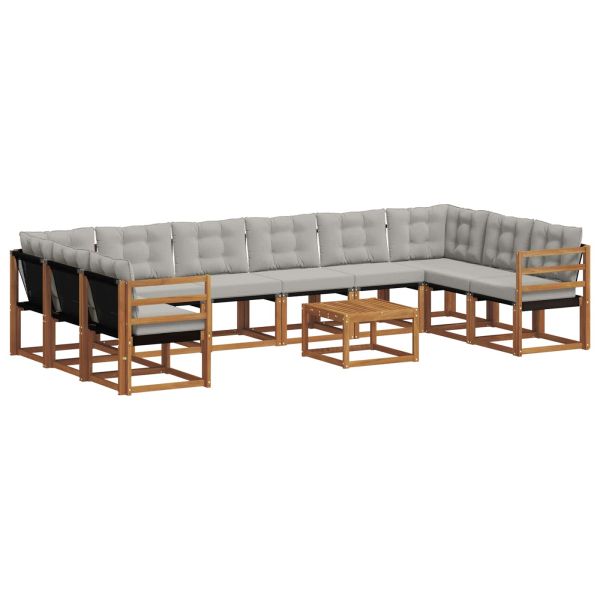 Комплект дивани за открито 11 pcs Естествено и светло сиво