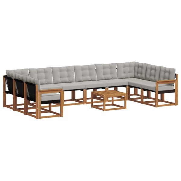 Комплект дивани за открито 11 pcs Естествено и светло сиво