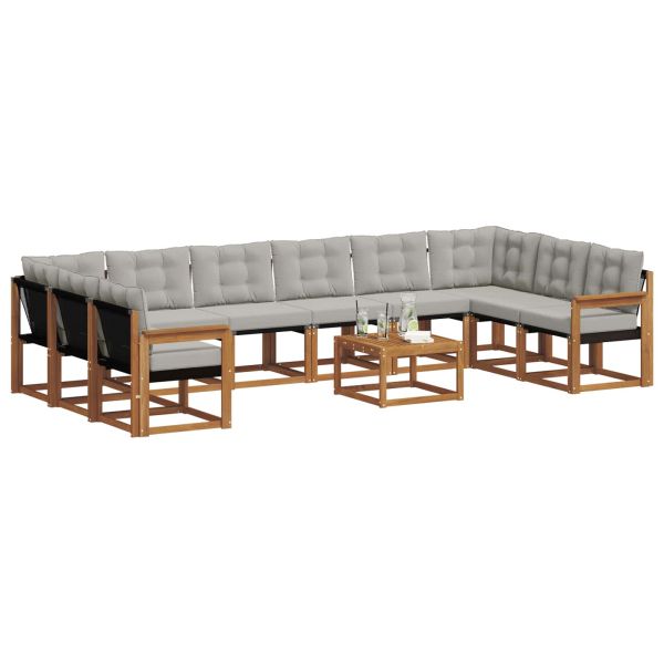 Комплект дивани за открито 11 pcs Естествено и светло сиво