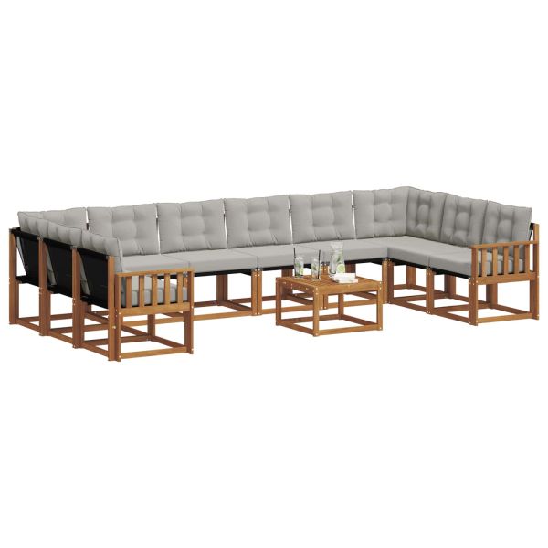 Комплект дивани за открито 11 pcs Естествено и светло сиво