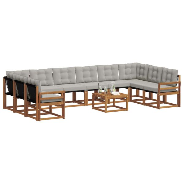 Комплект дивани за открито 11 pcs Естествено и светло сиво