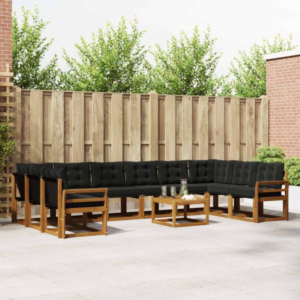 Комплект дивани за открито 11 pcs Естествено и черно