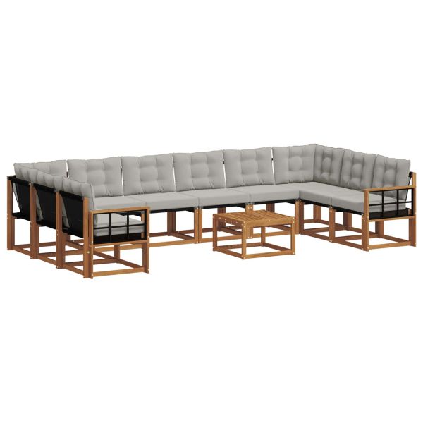 Комплект дивани за открито 11 pcs Естествено и светло сиво