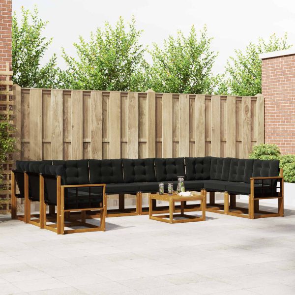 Комплект дивани за открито 11 pcs Естествено и черно