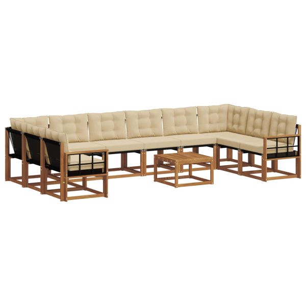 Комплект дивани за открито 11 pcs Натурален и Бежов