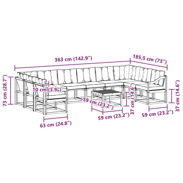 Комплект дивани за открито 11 pcs Натурален и Бежов