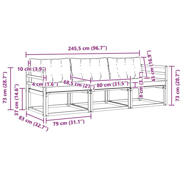 Комплект дивани за открито 3 pcs Естествено и светло сиво