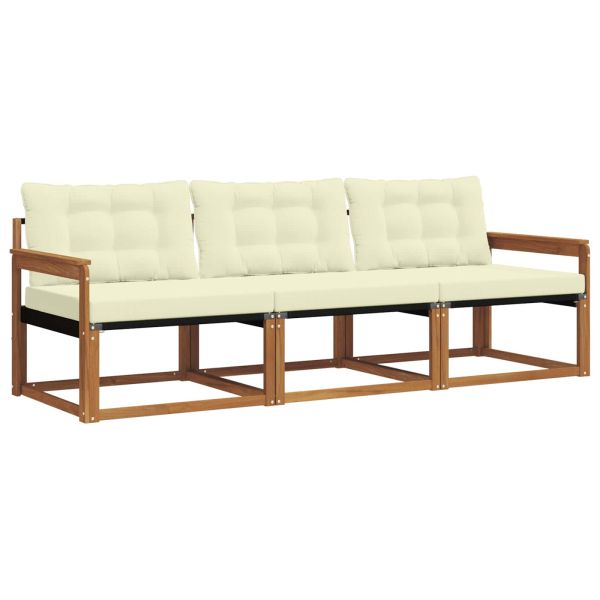 Комплект дивани за открито 3 pcs Натурален и Крема