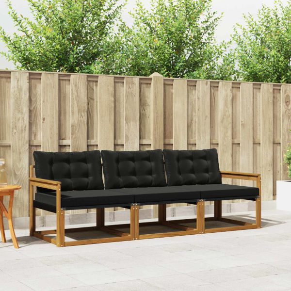 Комплект дивани за открито 3 pcs Естествено и черно