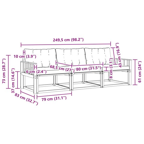 Комплект дивани за открито 3 pcs Естествено и светло сиво