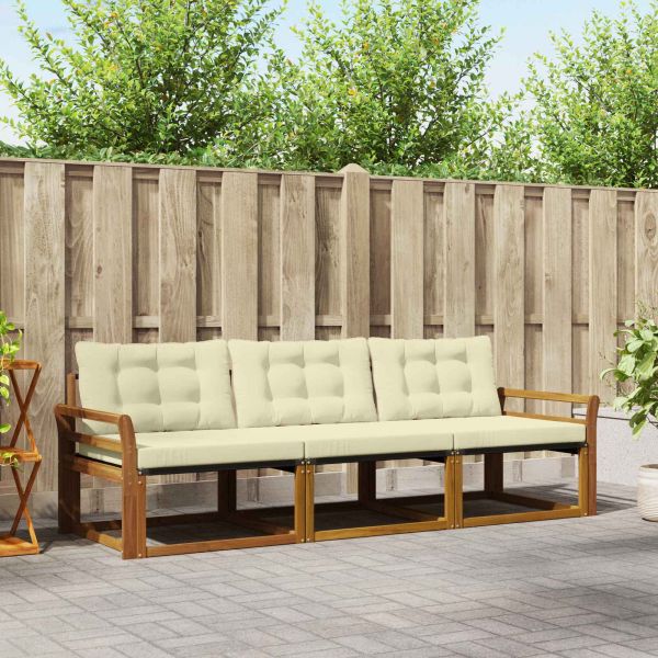 Комплект дивани за открито 3 pcs Натурален и Крема