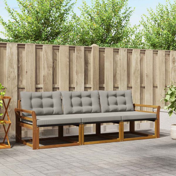 Комплект дивани за открито 3 pcs Естествено и светло сиво