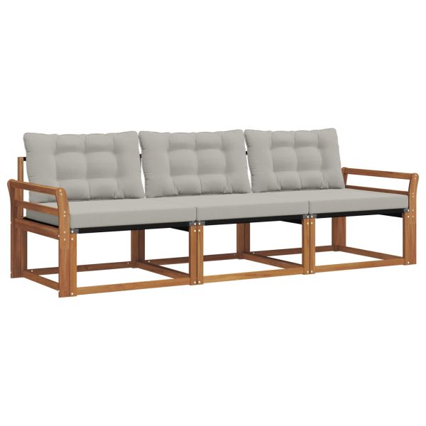 Комплект дивани за открито 3 pcs Естествено и светло сиво