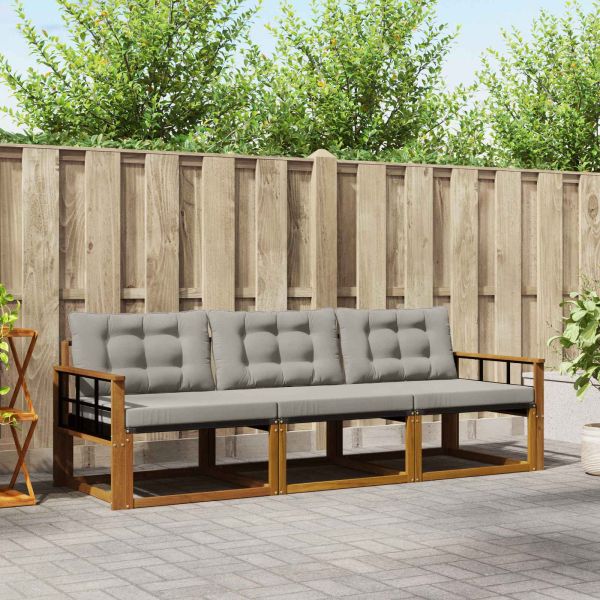 Комплект дивани за открито 3 pcs Естествено и светло сиво