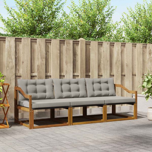 Комплект дивани за открито 3 pcs Естествено и светло сиво