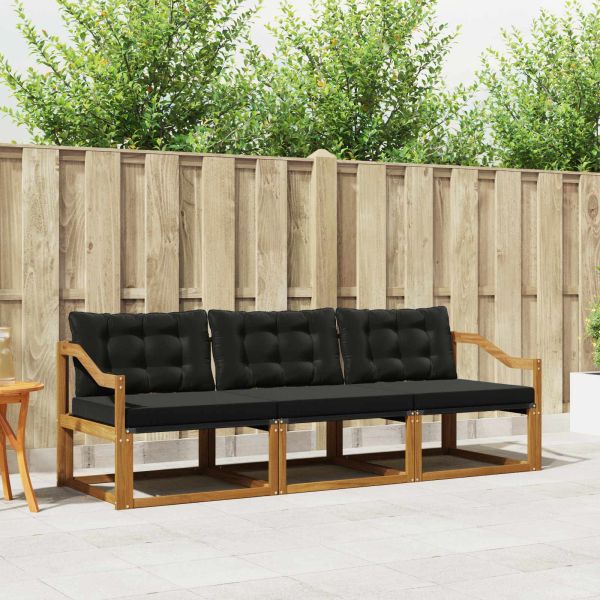 Комплект дивани за открито 3 pcs Естествено и черно