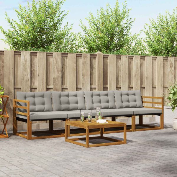 Комплект дивани за открито 5 pcs Естествено и светло сиво