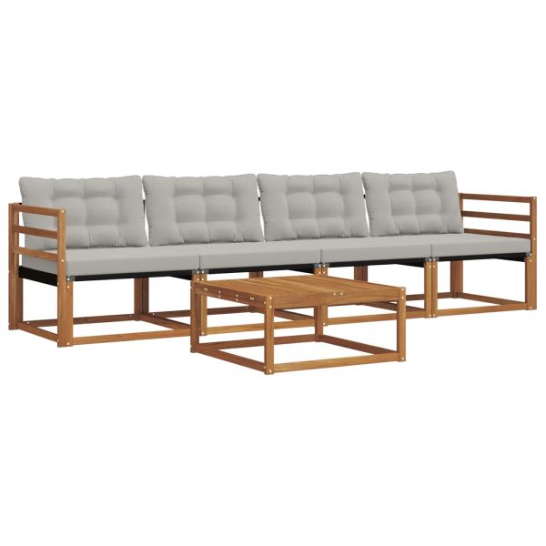 Комплект дивани за открито 5 pcs Естествено и светло сиво