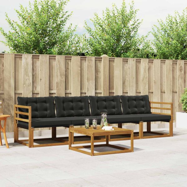 Комплект дивани за открито 5 pcs Естествено и черно