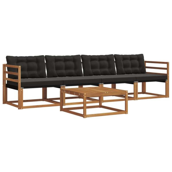 Комплект дивани за открито 5 pcs Естествено и черно