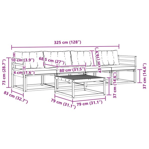 Комплект дивани за открито 5 pcs Естествено и черно