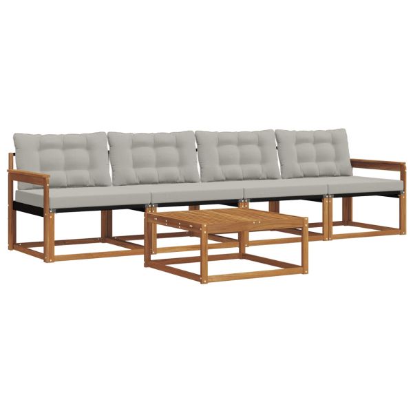 Комплект дивани за открито 5 pcs Естествено и светло сиво