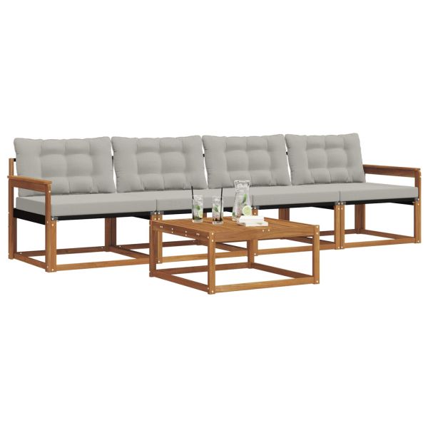 Комплект дивани за открито 5 pcs Естествено и светло сиво