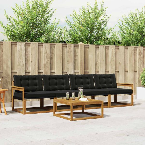 Комплект дивани за открито 5 pcs Естествено и черно