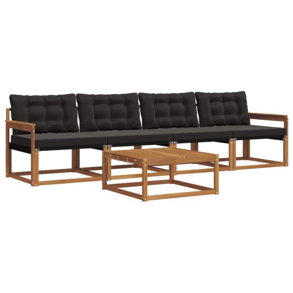 Комплект дивани за открито 5 pcs Естествено и черно