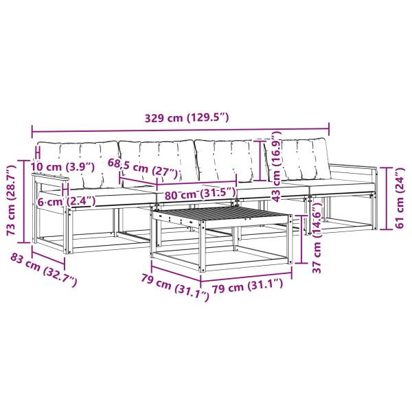 Комплект дивани за открито 5 pcs Естествено и черно