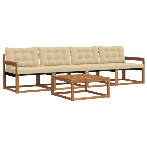 Комплект дивани за открито 5 pcs Натурален и Бежов