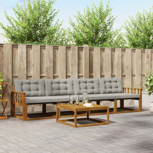 Комплект дивани за открито 5 pcs Естествено и светло сиво