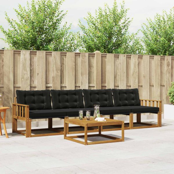 Комплект дивани за открито 5 pcs Естествено и черно