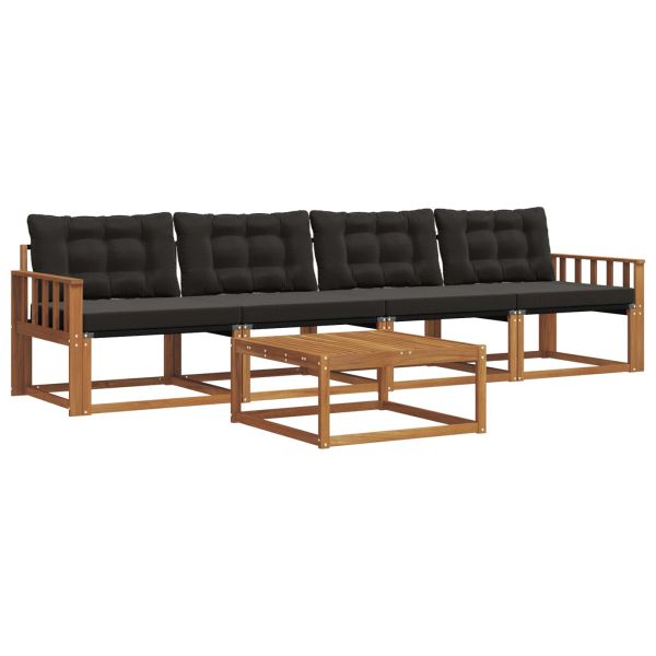 Комплект дивани за открито 5 pcs Естествено и черно