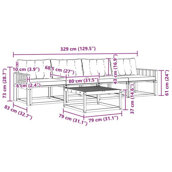 Комплект дивани за открито 5 pcs Естествено и черно