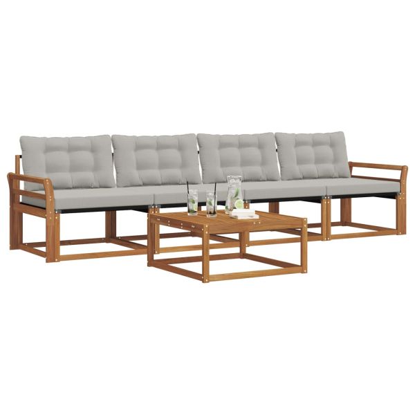 Комплект дивани за открито 5 pcs Естествено и светло сиво