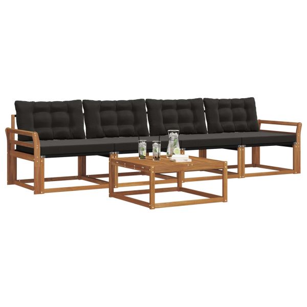 Комплект дивани за открито 5 pcs Естествено и черно