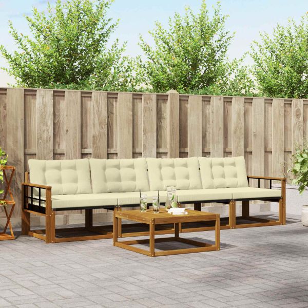 Комплект дивани за открито 5 pcs Натурален и Крема