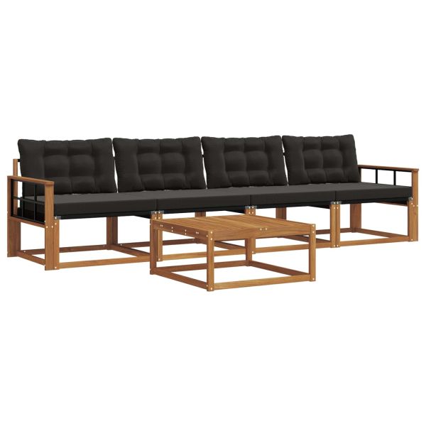 Комплект дивани за открито 5 pcs Естествено и черно