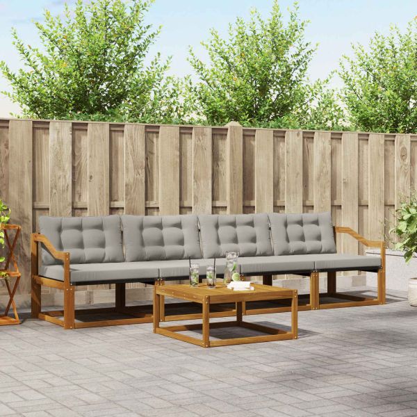 Комплект дивани за открито 5 pcs Естествено и светло сиво